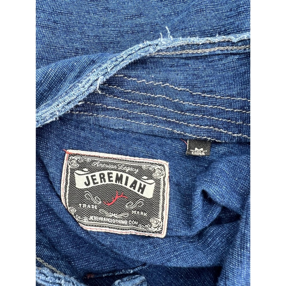 Jeremiah Mens Blue Slub Knit Henley Long Sleeve Shirt 100% Cotton Size M Indigo - Picture 3 of 10